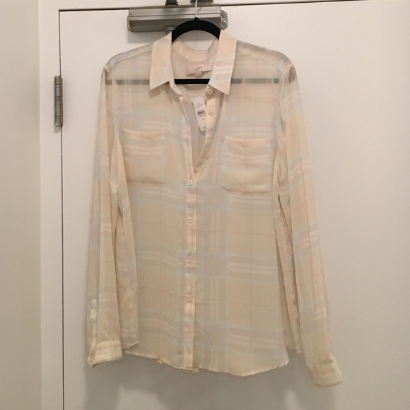 Sheer plaid Loft blouse