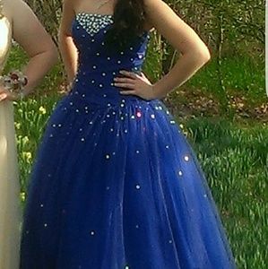 Royal blue ball gown prom dress