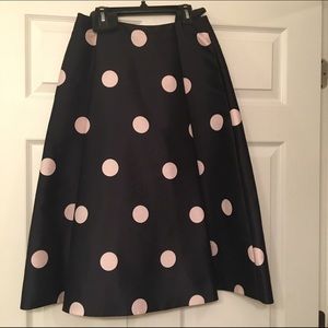 Navy and light pink polka dot skirt