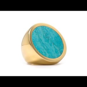 Michael Kors Ring Torques Blue Gold Size 8