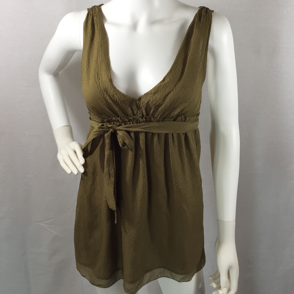 J. Crew olive short sleeve blouse.