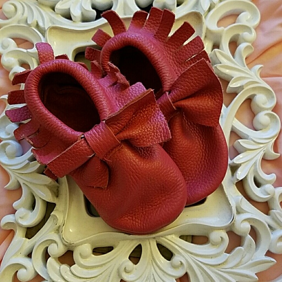Pink baby girl moccasins