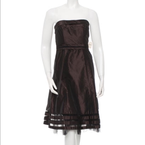VERA WANG SILK STRAPLESS DRESS