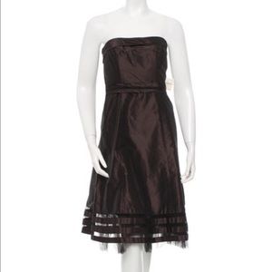 VERA WANG SILK STRAPLESS DRESS