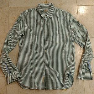 J.Crew Mens Green striped button down Dress Shirt