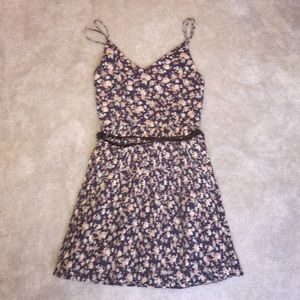 Floral belted dress with pleated skirt. Size small