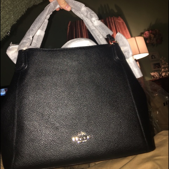 Black Leather Coach Tote