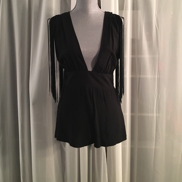 Fringe sleeve romper