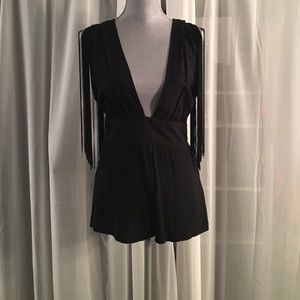 Fringe sleeve romper