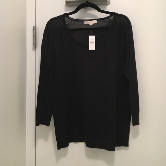 Loft black lightweight 3/4 sleeve sweater