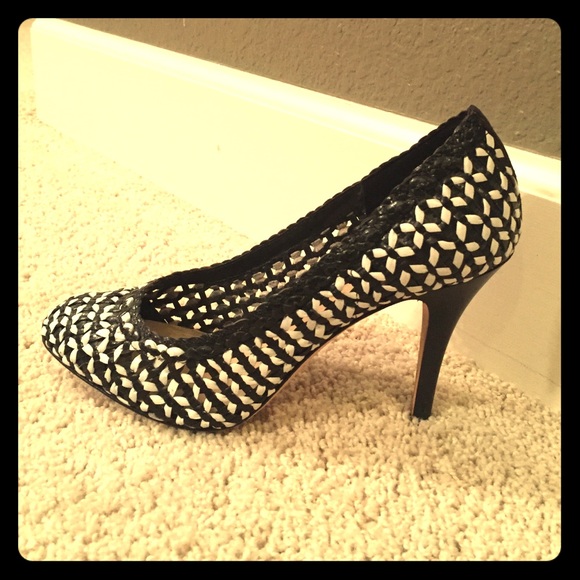 J. Crew Italian made leather weave pumps