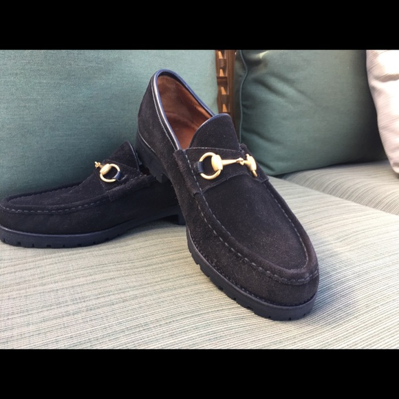 Gucci black suede horse bit lug sole 8 1/2 US