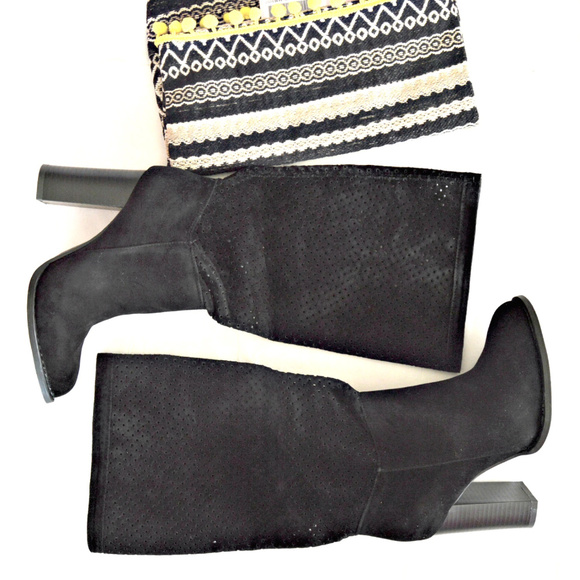 Margot Peforated Western Style Tube Heeled Boots - Picture 4 of 5