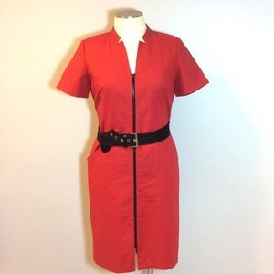 Lafayette 148NY red short sleeve stretch dress