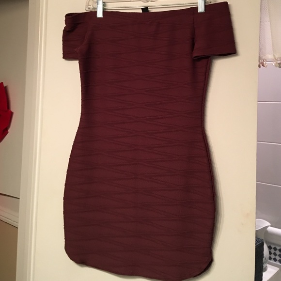 Purple colored mini off the shoulder dress