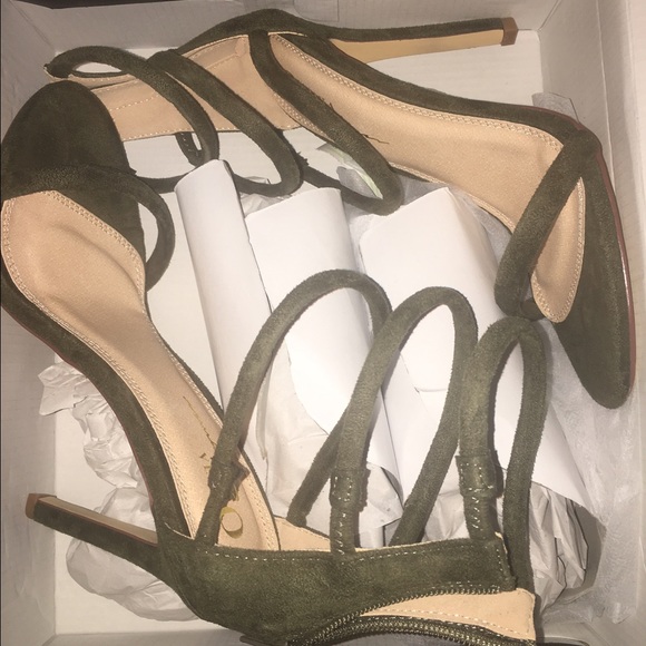 Olive strappy heels