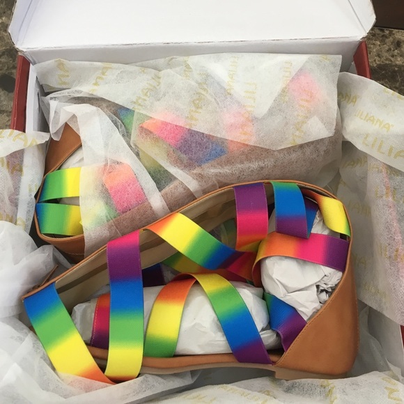 Size 6🌈Rainbow Strappy Festival Sandals - Picture 6 of 8