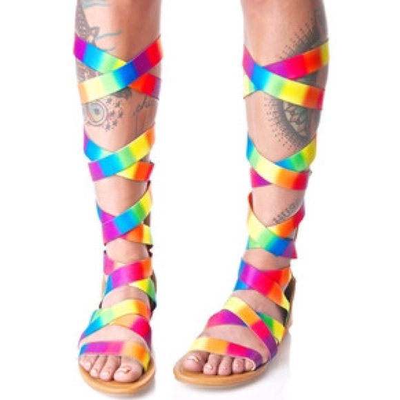 Size 6🌈Rainbow Strappy Festival Sandals - Picture 2 of 8