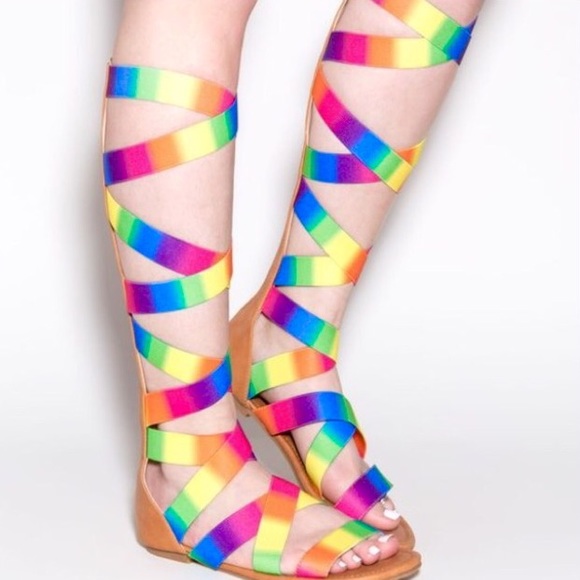 Size 6🌈Rainbow Strappy Festival Sandals - Picture 5 of 8