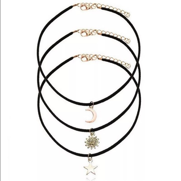 3 piece boho pendant velvet choker necklaces