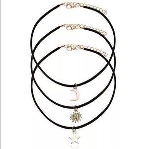 3 piece boho pendant velvet choker necklaces