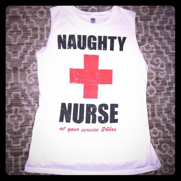 Naughty nurse cut off sleeve shirt