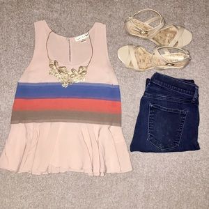 Striped Fit and Flare Tank
