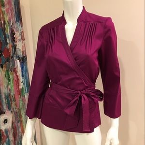 Diane Von Furstenberg Fuchsia Bell Sleeve Wrap Top