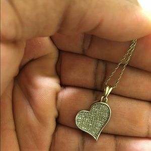 Silver diamond heart necklace