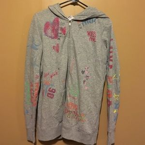 Graffiti style zip up hooded sweatshirt