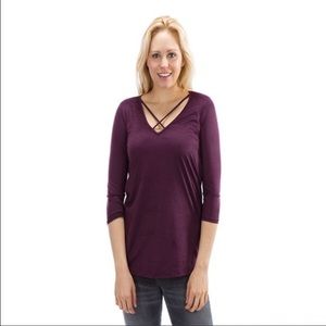 💋Final Price💋 Front strap detail faux suede top!