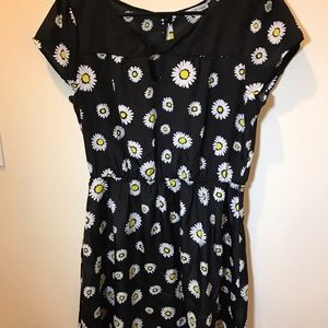 Silky daisy print skater dress