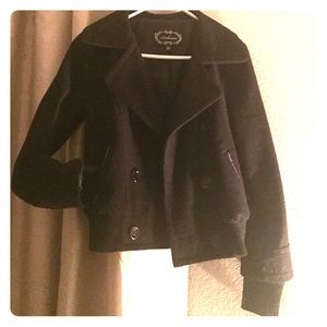 Fashionable black pea coat!