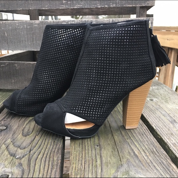 Black Suede Perforated Bootie! NEW! - Picture 2 of 9