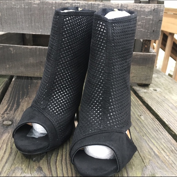 Black Suede Perforated Bootie! NEW! - Picture 3 of 9