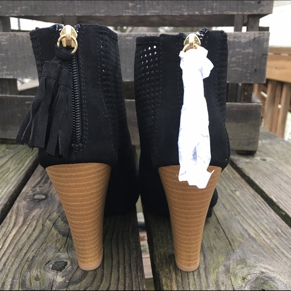 Black Suede Perforated Bootie! NEW! - Picture 4 of 9