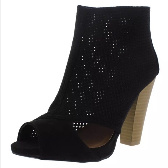 Black Suede Perforated Bootie! NEW! - Picture 5 of 9