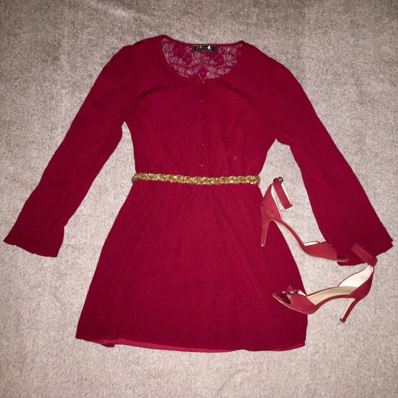 Boutique Red Fit and Flare Tunic
