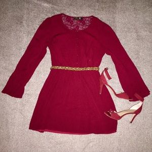Boutique Red Fit and Flare Tunic