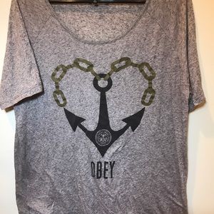 Obey Heart anchor crop top