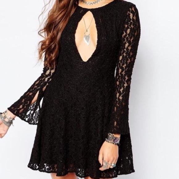 free people black lace dress