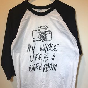 American apparel baseball tee with screen print