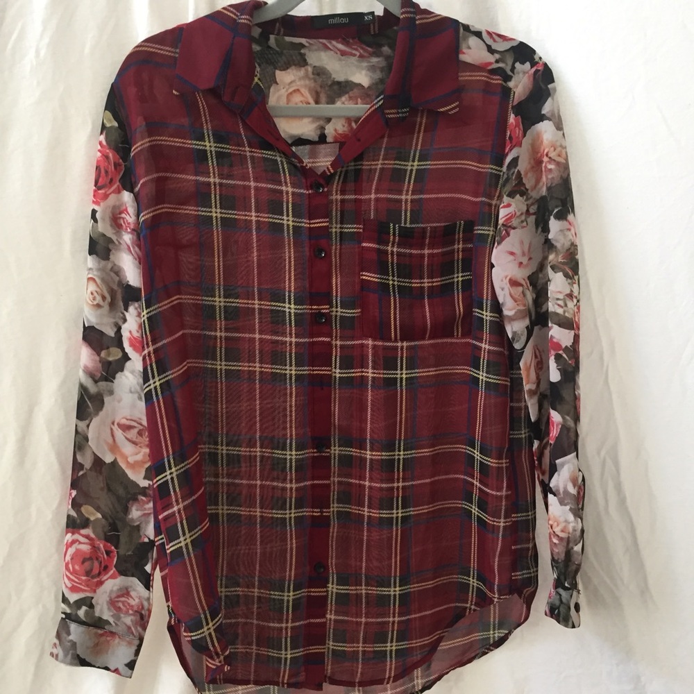 LF brand Millau sheer plaid button down