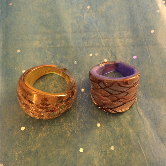 Handmade glass rings, size 7.5 blue - Picture 2 of 3