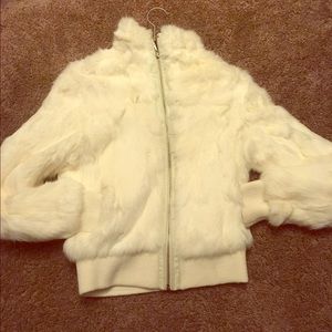 100% white rabbit fur jacket
