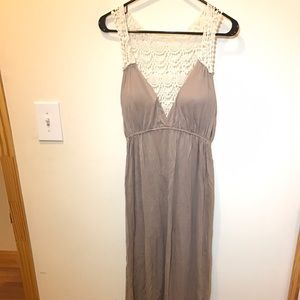 Tan Crochet maxi dress