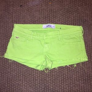 Jean shorts , lime green , great for summer