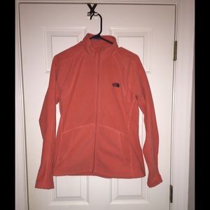 Coral north face fleece zip up