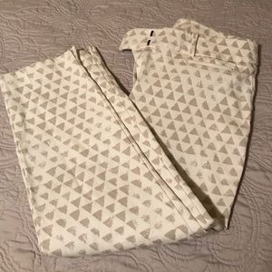 LOFT - White and Gray patterned "Julie" Pant