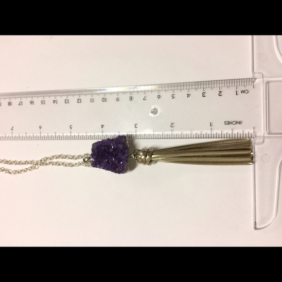 Amethyst Druzy with Tassel Necklace - Picture 3 of 4